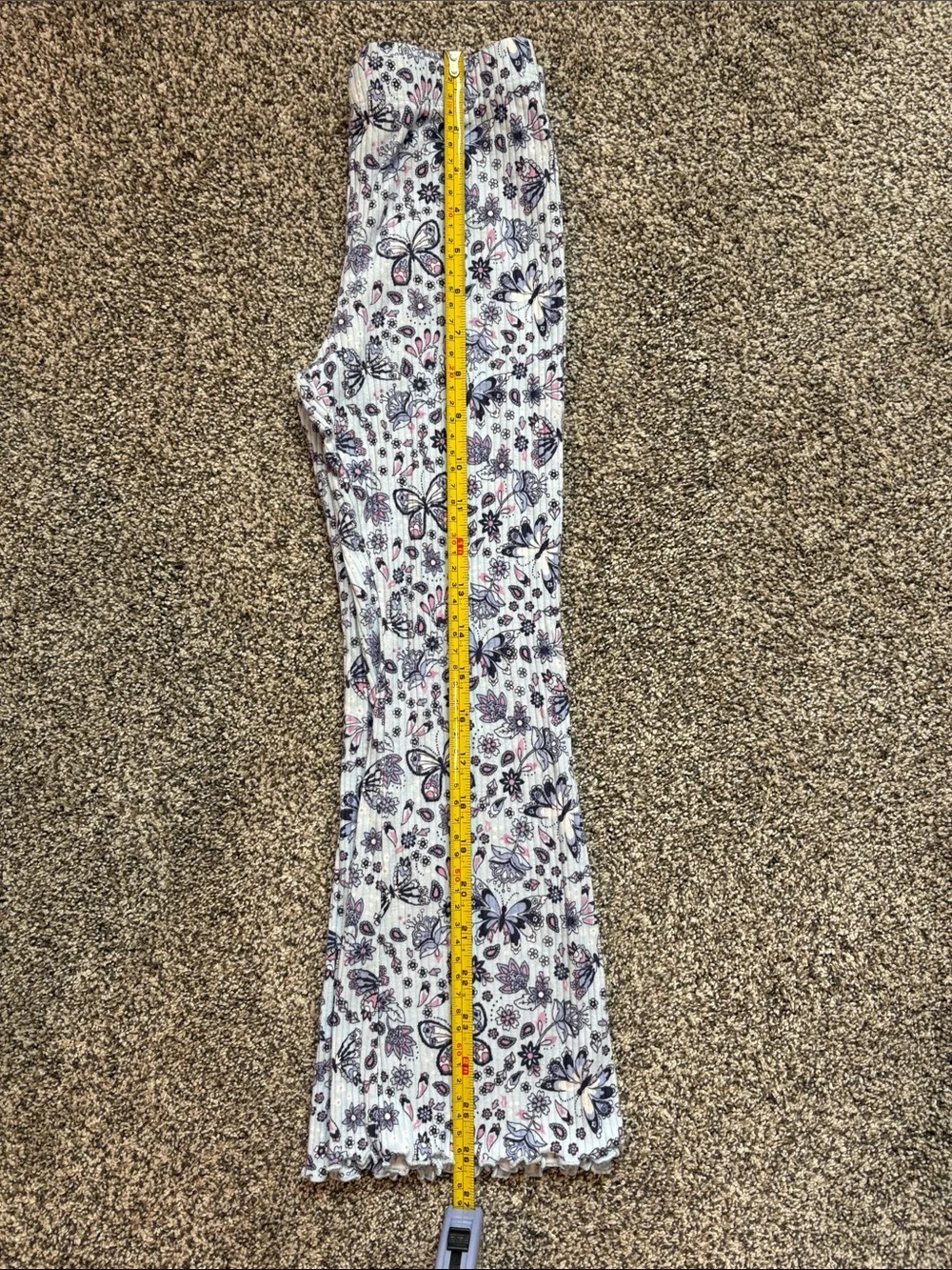 jumping beans White Floral & Butterfly Ribbed Flare Leggings